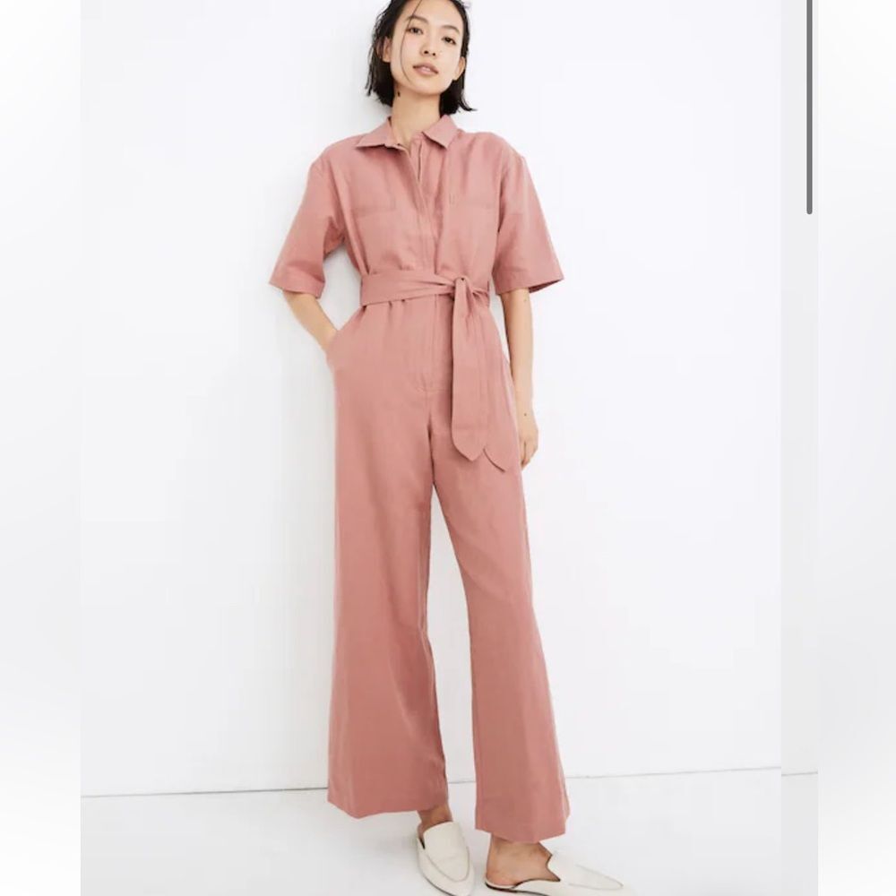 Apiece Apart Linen/Cotton Utility Wide Leg Sveta Jump Suit in Dusty Rose Size 4